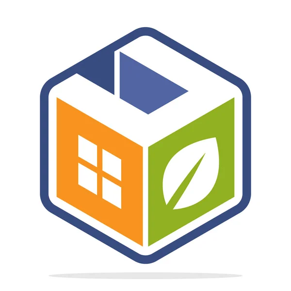Icono Logotipo Empresa Construcción Con Concepto Casas Respetuosas Con Medio — Vector de stock