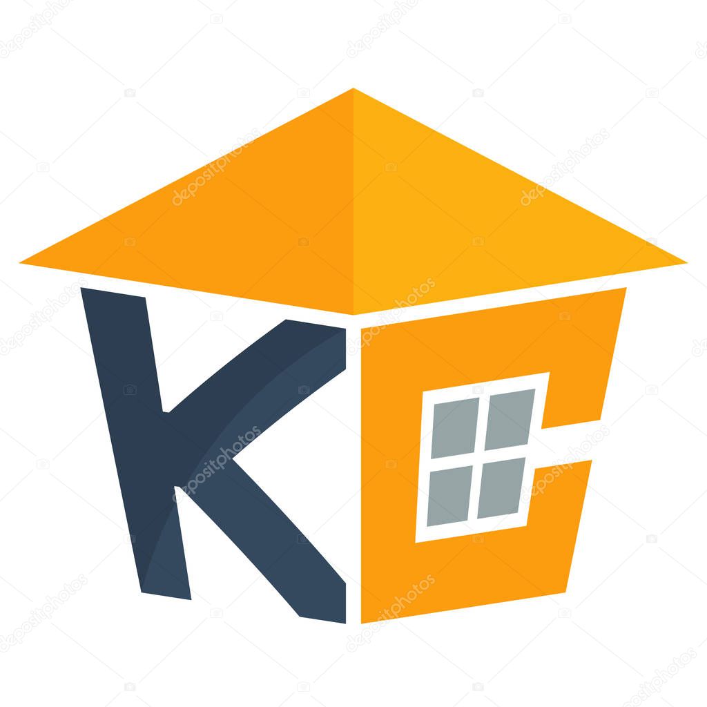 Icon logo initials for residential construction business, with combination of letters K & C
