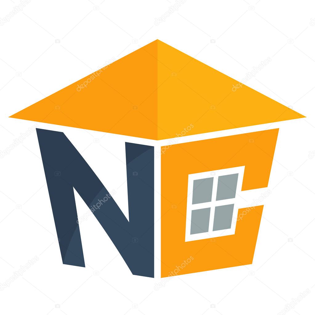Icon logo initials for residential construction business, with combination of letters N & C