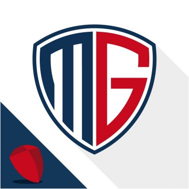 Simge logo / kalkan M ve G harfleri kombinasyonu ile rozet