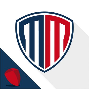 Simge logo / kalkan M ve M harfleri kombinasyonu ile rozet