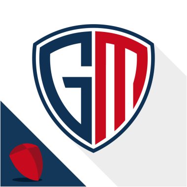 Simge logo / kalkan G ve M harfleri kombinasyonu ile rozet