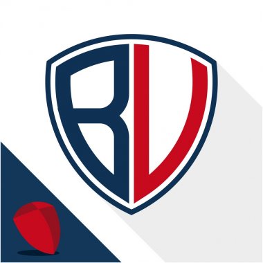 Simge logo / kalkan bir arada B ve V baş harfleri ile rozet