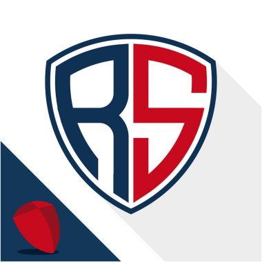 Simge logo / kalkan, R ve S baş harfleri bir kombinasyonu ile rozet