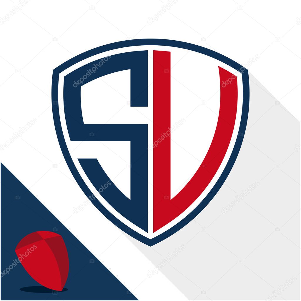 Icon logo / shield badge with a combination of S & V initials