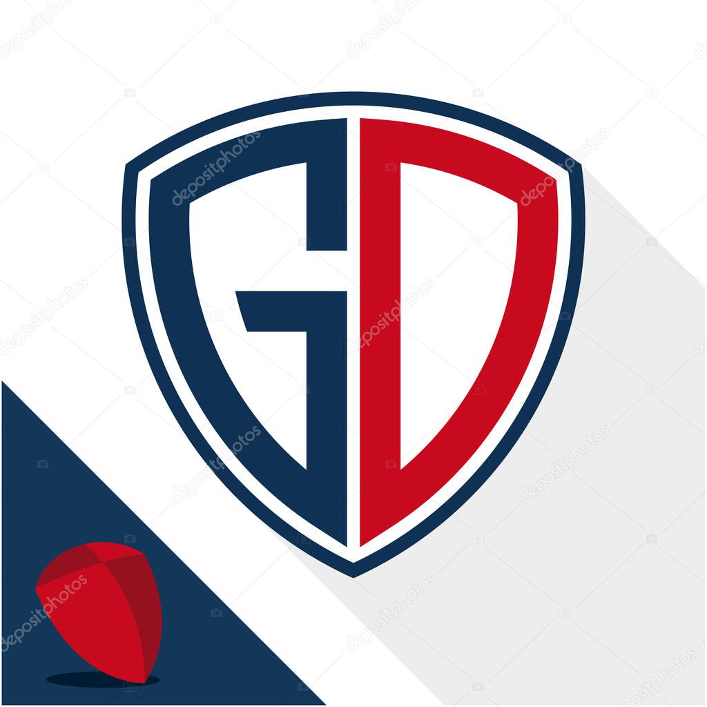 Icon logo / shield badge with a combination of G & D initials