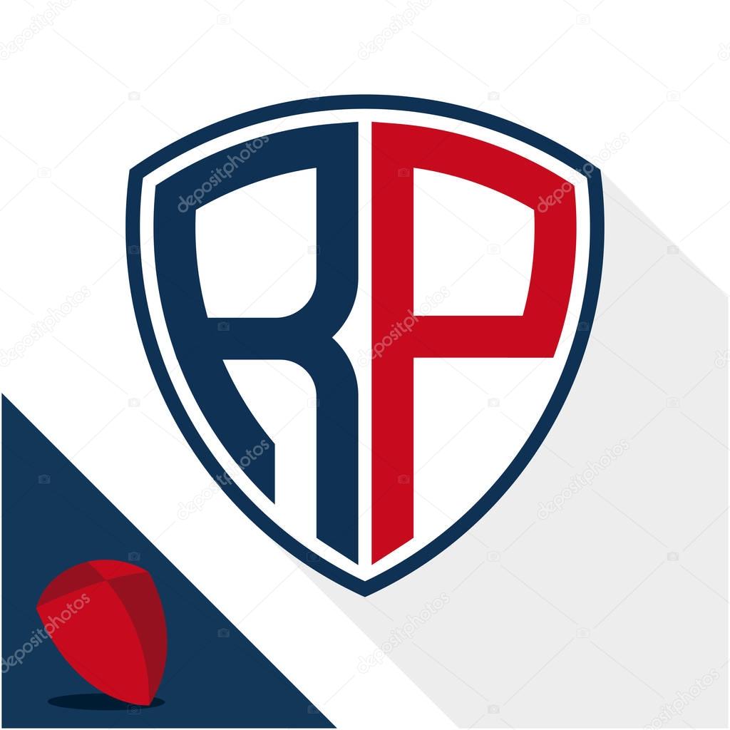 Icon logo / shield badge with a combination of R & P initials
