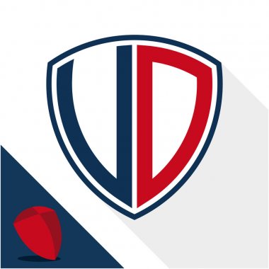 Simge logo / kalkan V ve D baş harfleri kombinasyonu ile rozet