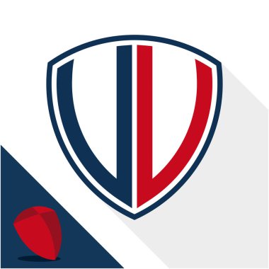 Simge logo / kalkan V ve V baş harfleri kombinasyonu ile rozet