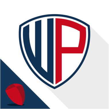 Simge logo / kalkan W ve P harfleri kombinasyonu ile rozet