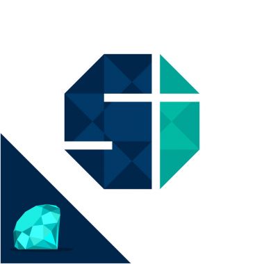 Simge logosu bir elmas / çokgen kavramı baş harfi S & ı kombinasyonu ile