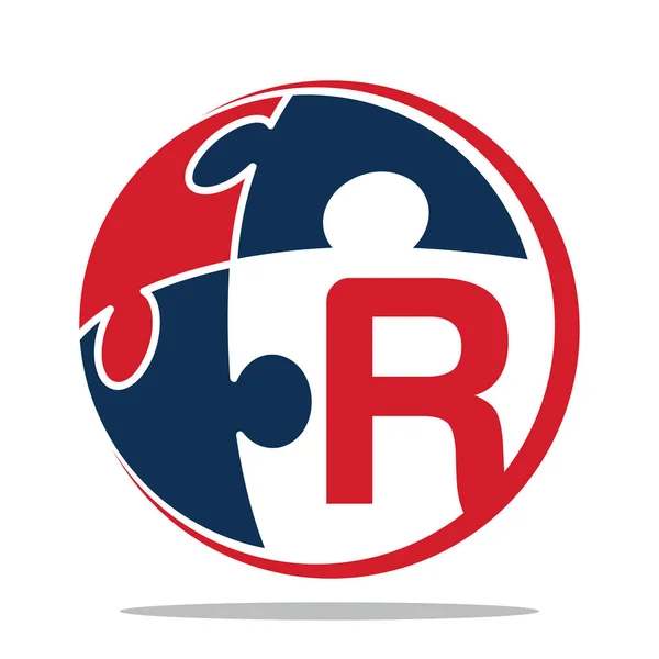 Symbol Logo Für Unternehmensberatung Illustriert Mit Dem Konzeptpuzzle Und Den — Stockvektor