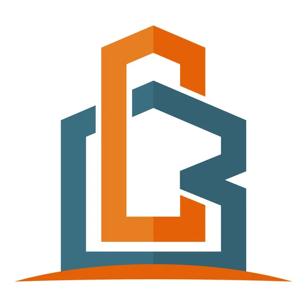 Icône Logo Pour Entreprise Construction Avec Combinaison Des Initiales — Image vectorielle