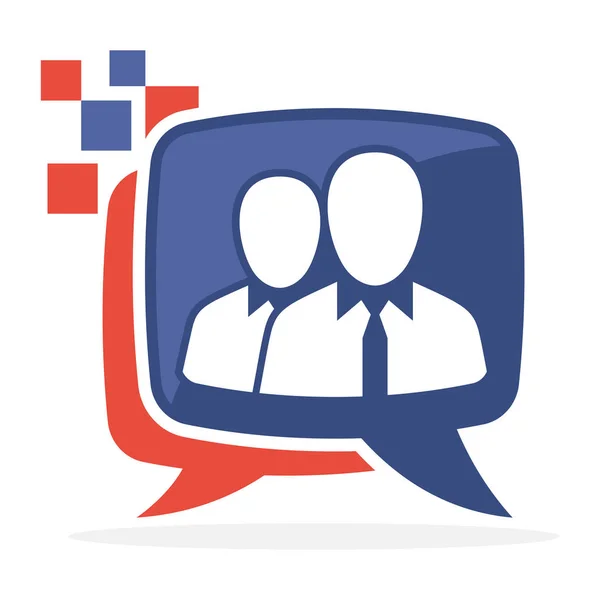 Ikona Logo Koncepcją Mediów Komunikacyjnych Wsparcie Zespołu Ekspertów — Wektor stockowy
