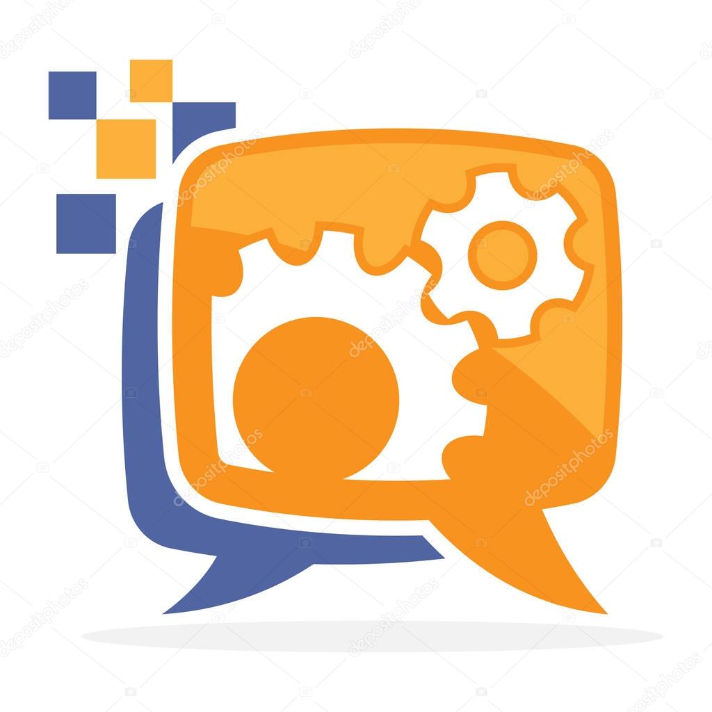logo icon with the concept of communication media explains how it works