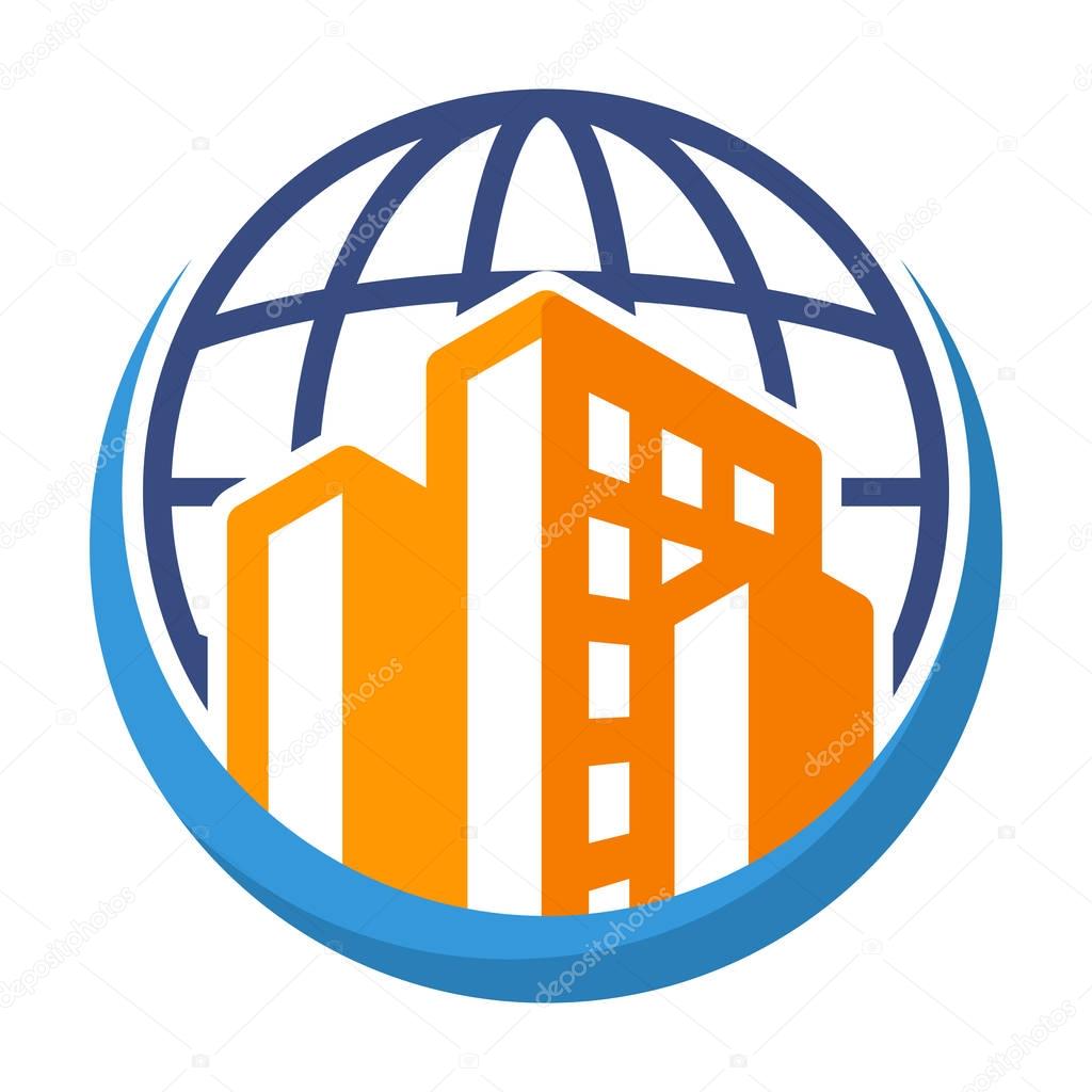 Icon Logo Global Construction Management Business — Stock Vector