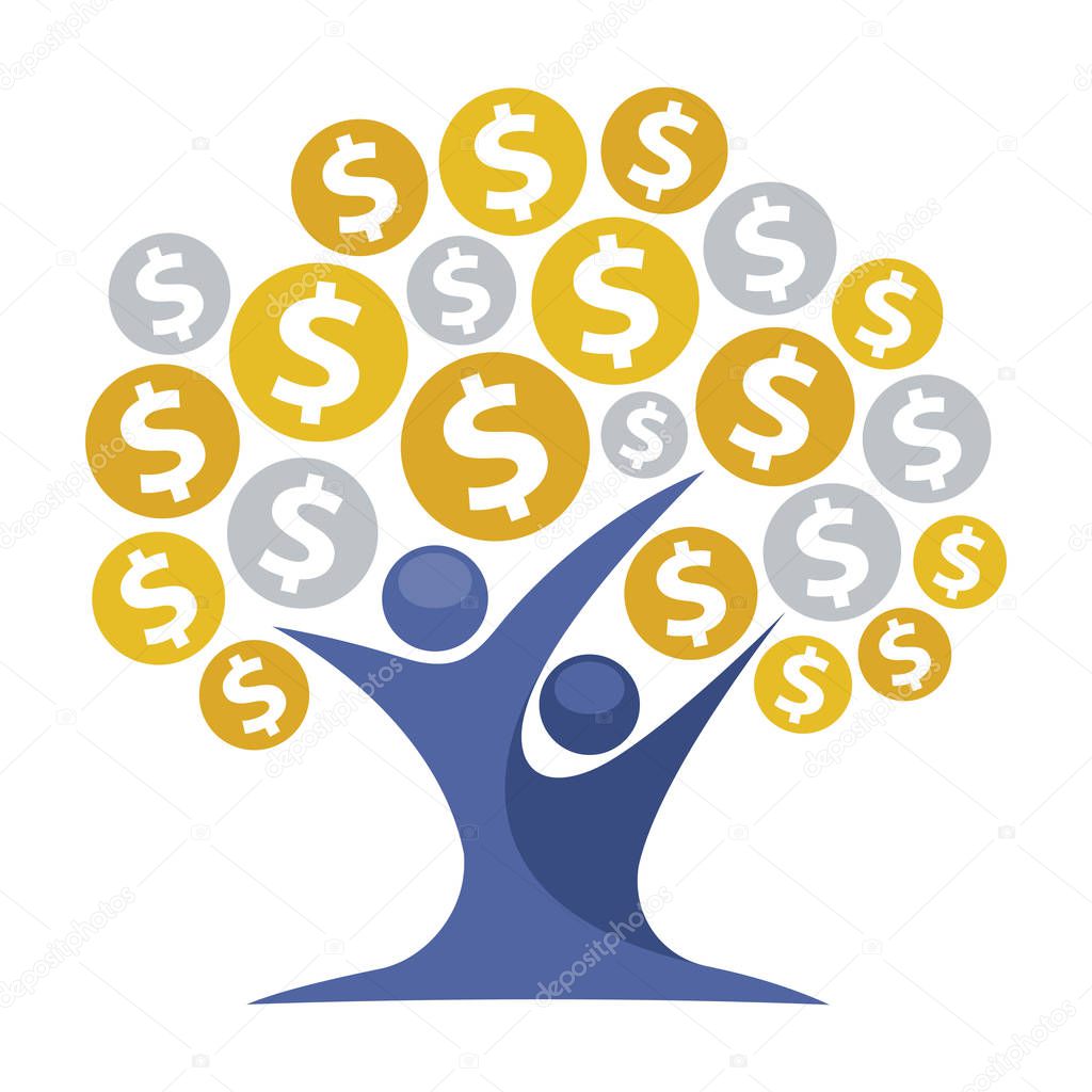 Icon illustrations for money tree, passive income, or those related to growing business profits.
