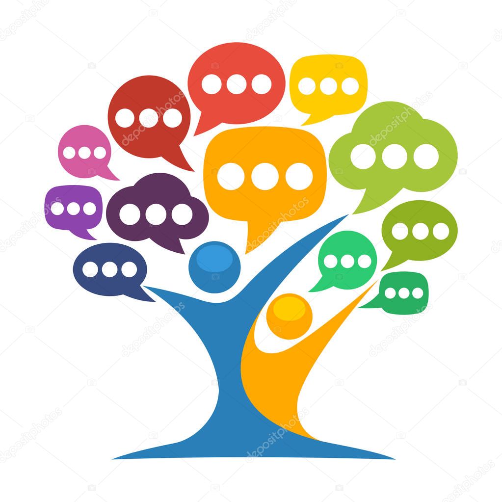 Logo icon for media conversation, exchanging information