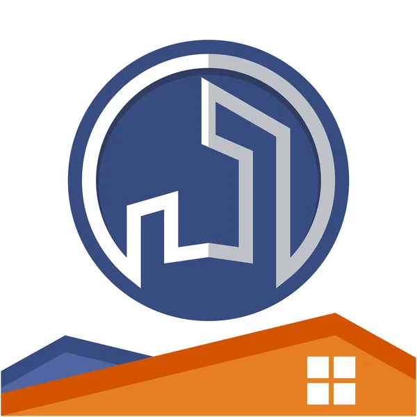 Cirkel Logo Ikon För Affärsutveckling Byggtjänster Med Inledande Bokstaven — Stock vektor