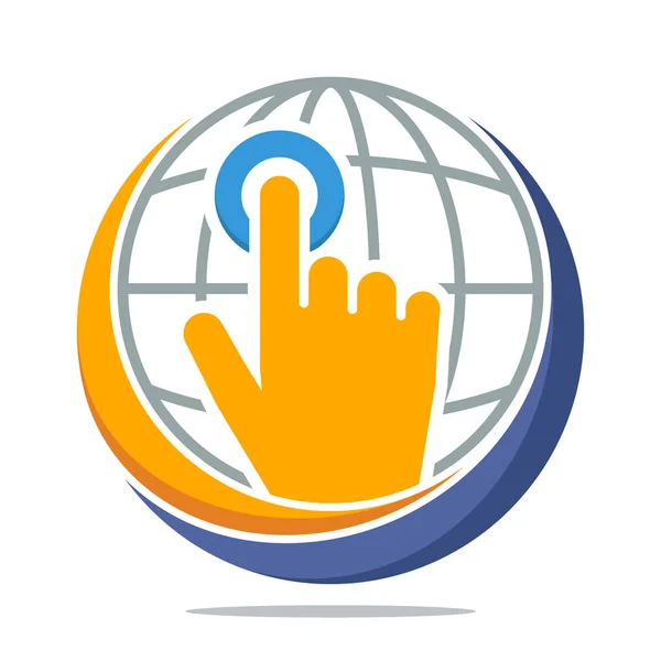 Ícone Logotipo Com Conceito Gestão Negócios Clicando Conteúdo Global — Vetor de Stock