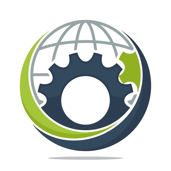 Ícone Logotipo Com Conceito Gestão Global Indústria Negócios — Vetor de Stock