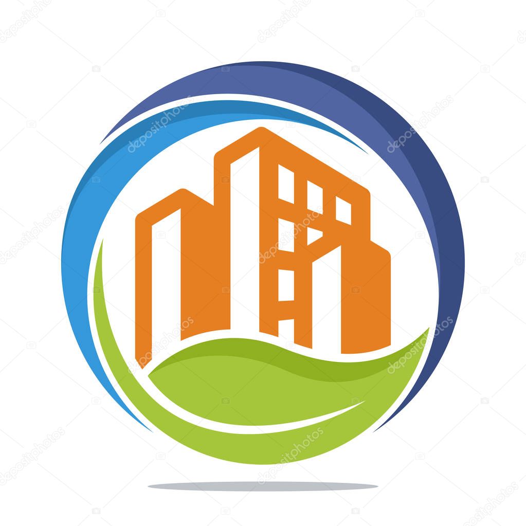 Icon logo with green city management concept