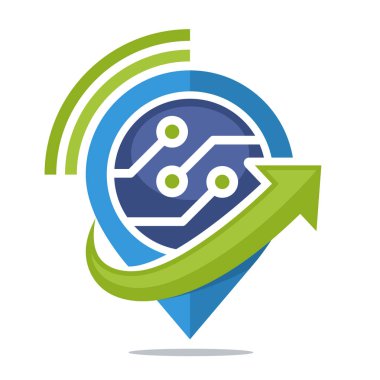 ileri teknoloji kavramı ile konum bilgileri media için logo simge