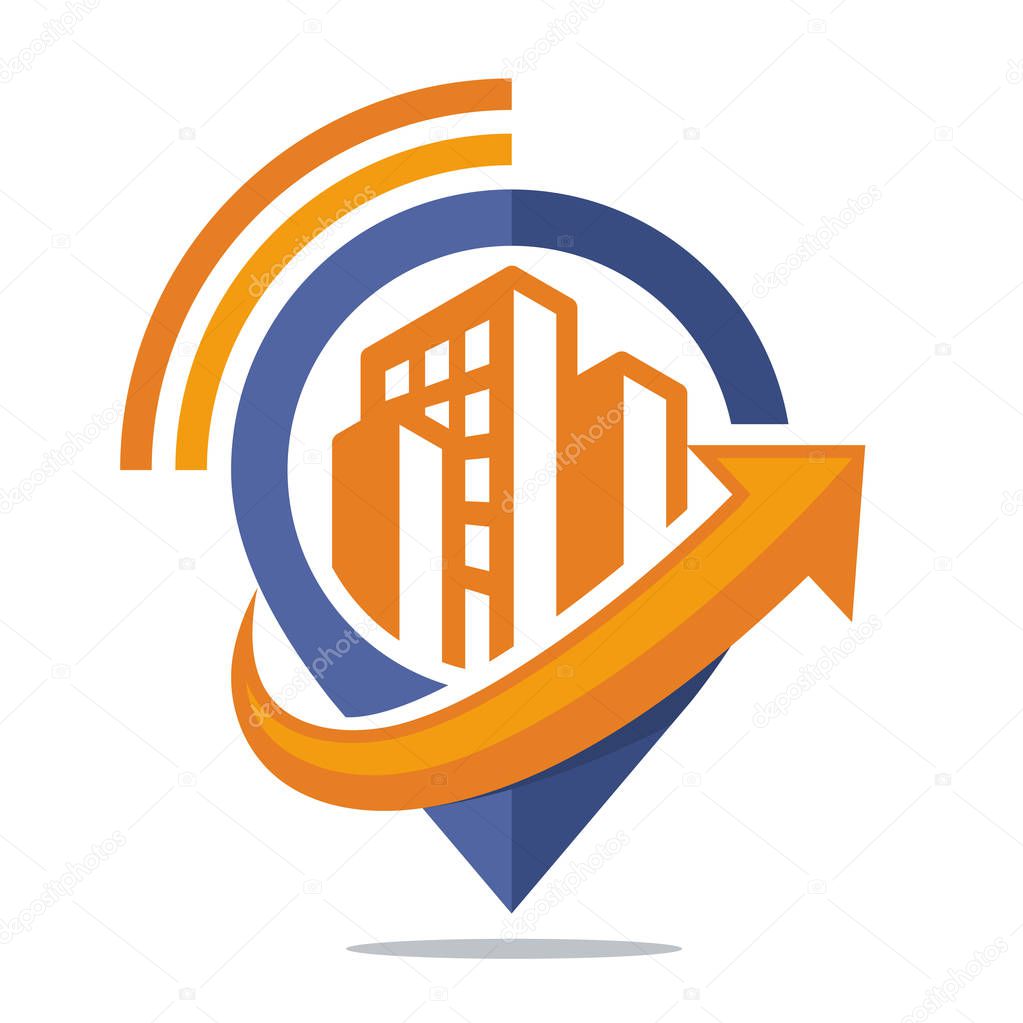 logo icon for communication media, city location guide