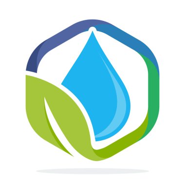 temiz su kavramı ile simge altıgen şekil logo