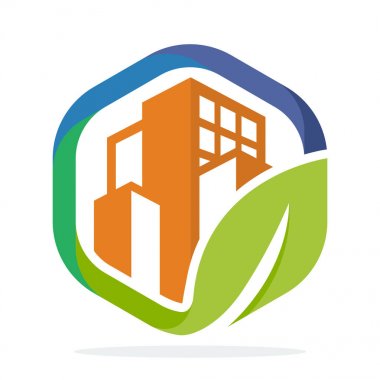 logo simge altıgen şekil yeşil şehirler yönetimi kavramı ile