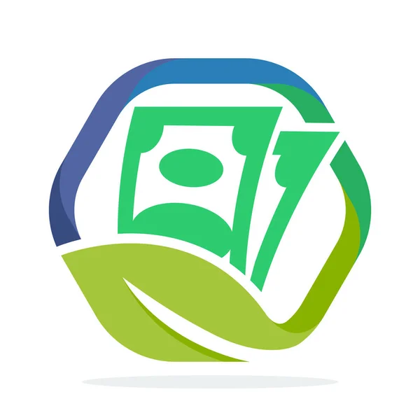 Logo Icona Forma Esagonale Concetto Investimento Finanziario Sviluppo Aziendale — Vettoriale Stock