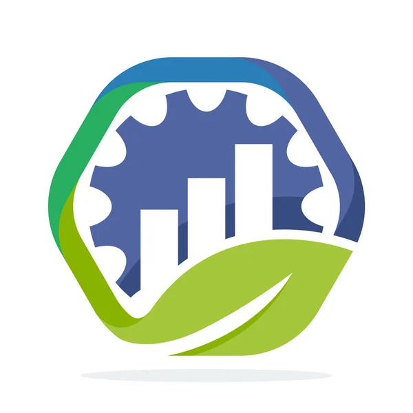 Iconos Del Logotipo Forma Hexágono Con Concepto Industria Desarrollo Empresarial — Vector de stock