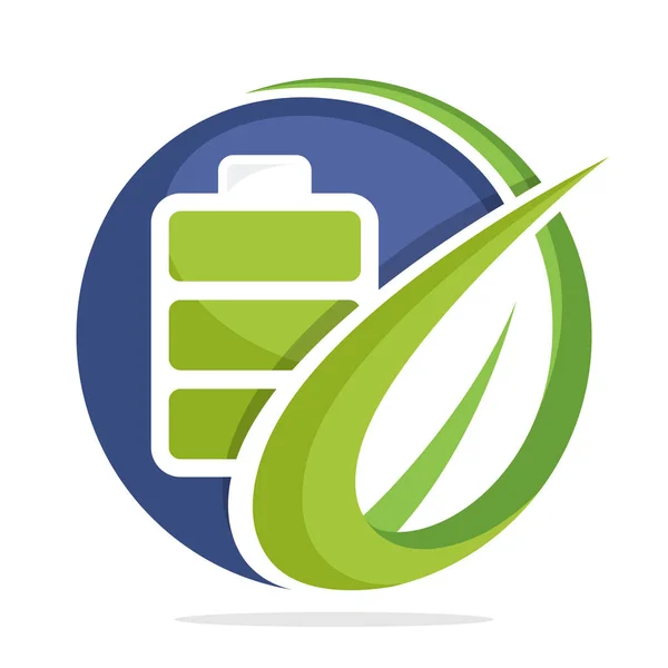 Logotipo Icono Círculo Forma Con Concepto Batería Ecológica Concepto Ahorro — Vector de stock