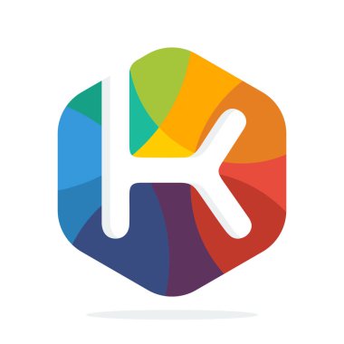 logo simge altıgen şekil ilk harf K kombinasyonu ile renkli konsepti ile