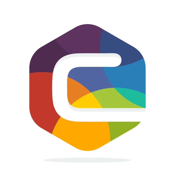 Icône Logo Forme Hexagonale Avec Concept Coloré Avec Une Combinaison — Image vectorielle