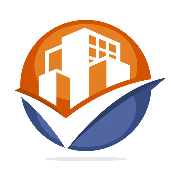 Логотип Бізнес Розробка Будівельних Послуг Хорошою Концепцією Управління Ілюстрована Будівлею — стоковий вектор