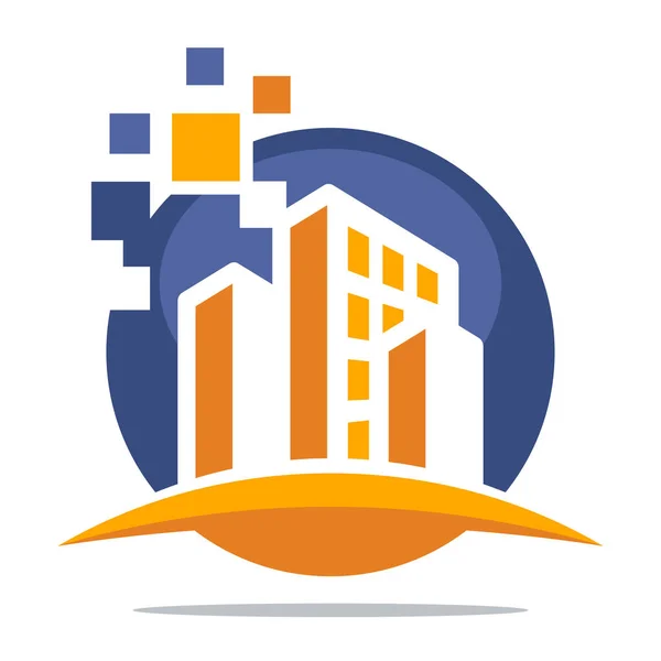 Logo Simge Dijital Inşaat Teknoloji Kavramı Ile — Stok Vektör