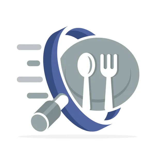 Icône Logo Avec Concept Trouver Nourriture Manger Lieu — Image vectorielle