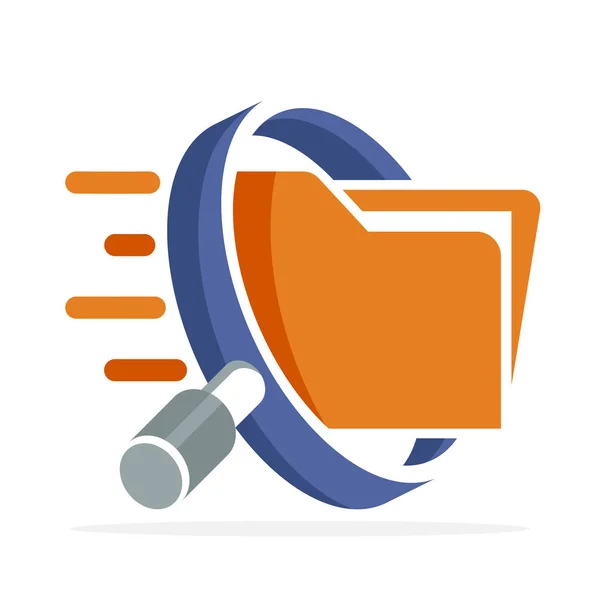 Logo Icon Concept Searching Storage Folder — Stock Vector