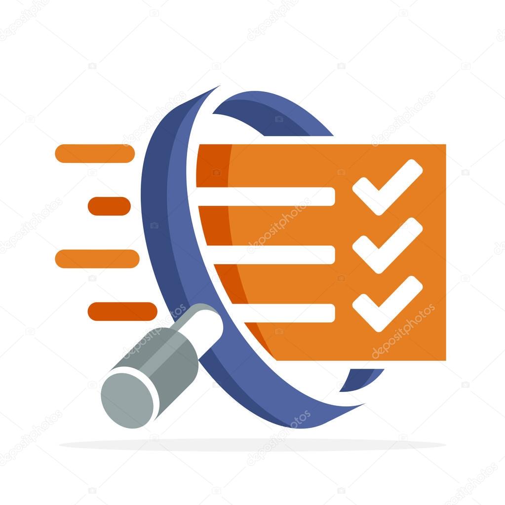 Logo icons with the concept of correcting, evaluating, surveying