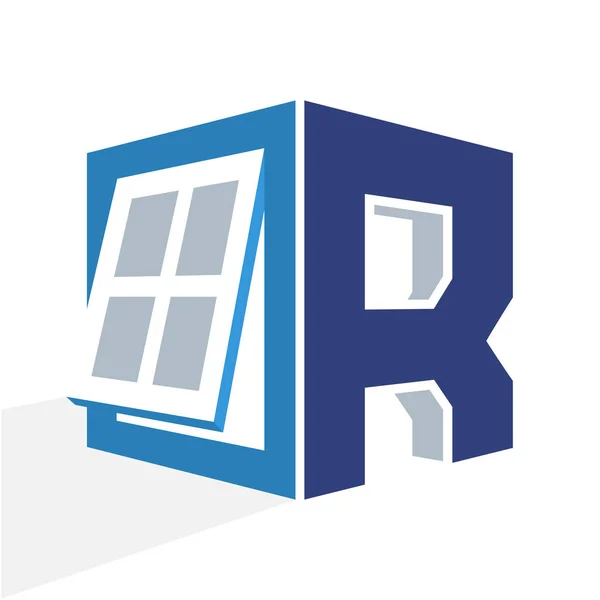 Iconische Logo Met Een Combinatie Van Het Raamkozijn Eerste Letter — Stockvector