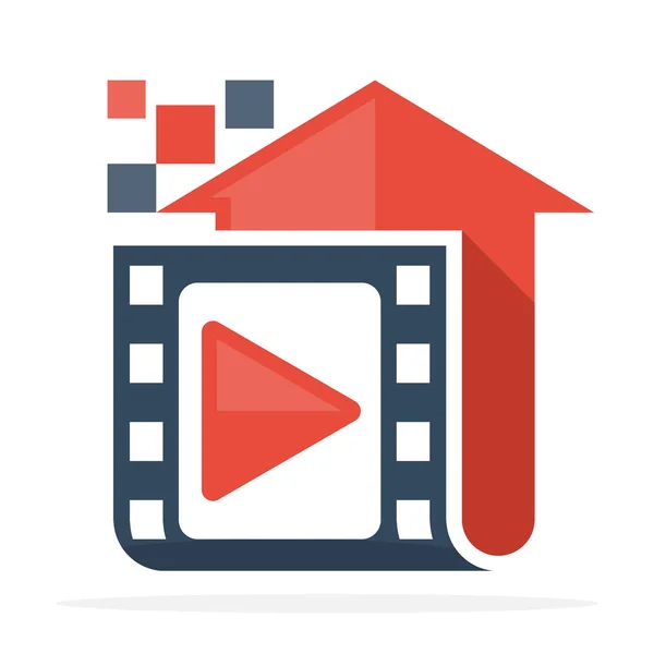 Symbol Logo Mit Dem Konzept Des Hochladens Von Videodateien Filmen — Stockvektor