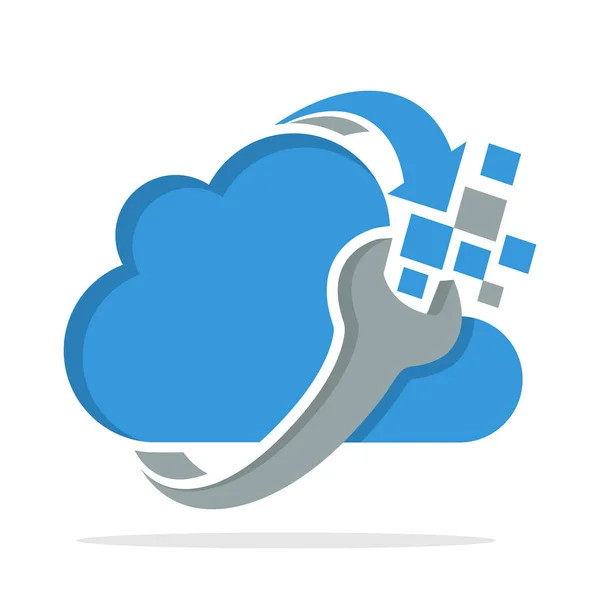 Ikonen Logotyp Med Begreppet Cloud Computing System Återvinnande — Stock vektor