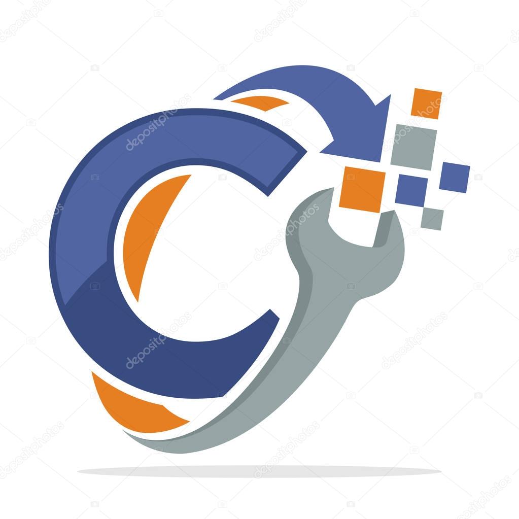 Icon logo icon for repair business with combination of letter C