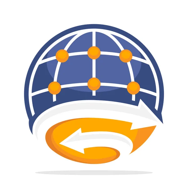 Иконки Логотипа Управления Глобальной Сетью Комбинацией Начальной Буквы Стрелке Подключения — стоковый вектор