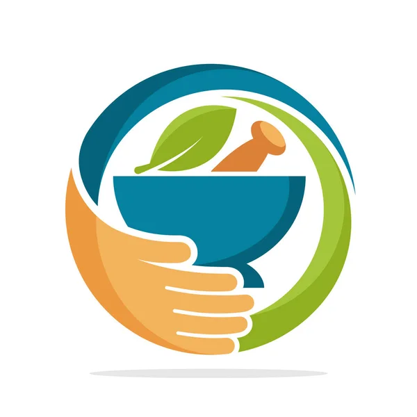 Ikonen Logotyp Med Begreppet Växtbaserade Medicin Behandling Förvaltning — Stock vektor