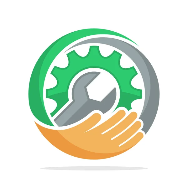 Logo Icono Con Concepto Solución Reparación Mecánica — Vector de stock