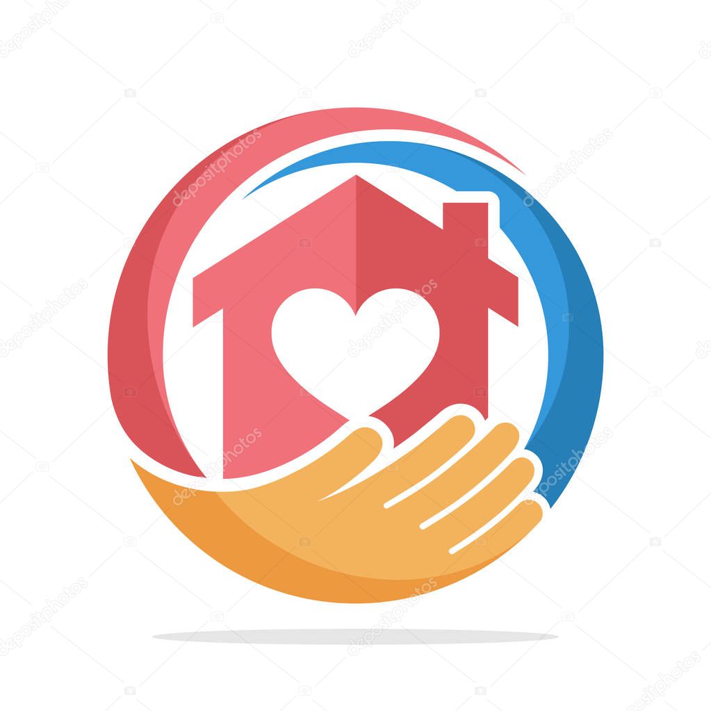 icon logo with the concept of social service about home care