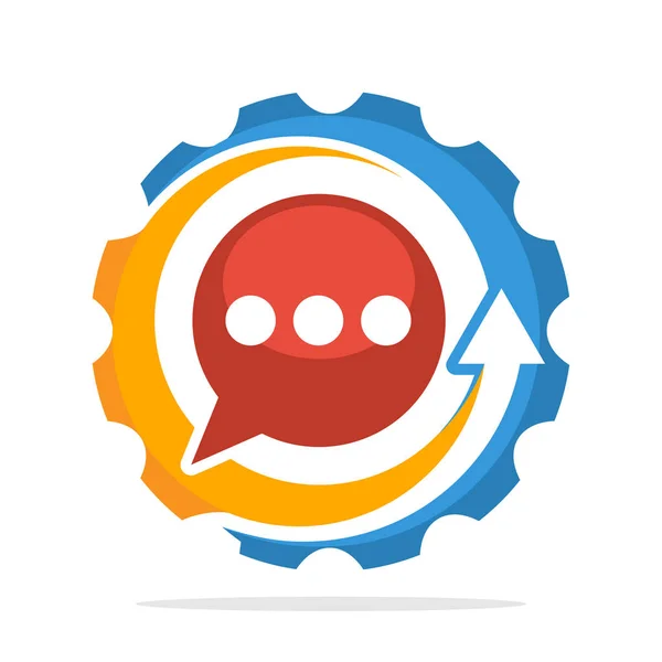 Ícone Logotipo Com Conceito Mídia Comunicação Para Melhorar Processo Trabalho —  Vetores de Stock