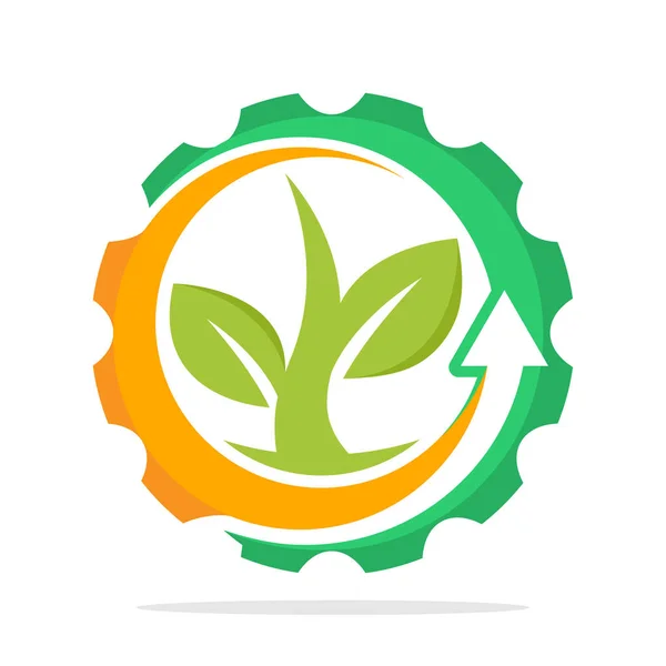 環境に優しい産業 環境にやさしいグリーン テクノロジーの概念に象徴的なロゴ — ストックベクタ